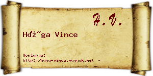Hága Vince névjegykártya